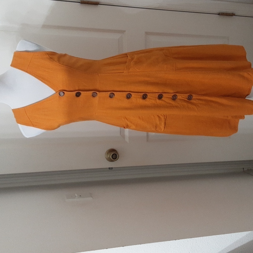 loveriche Size S Sunflower Yellow Lined Sleeveless Button Front Sheath Dress